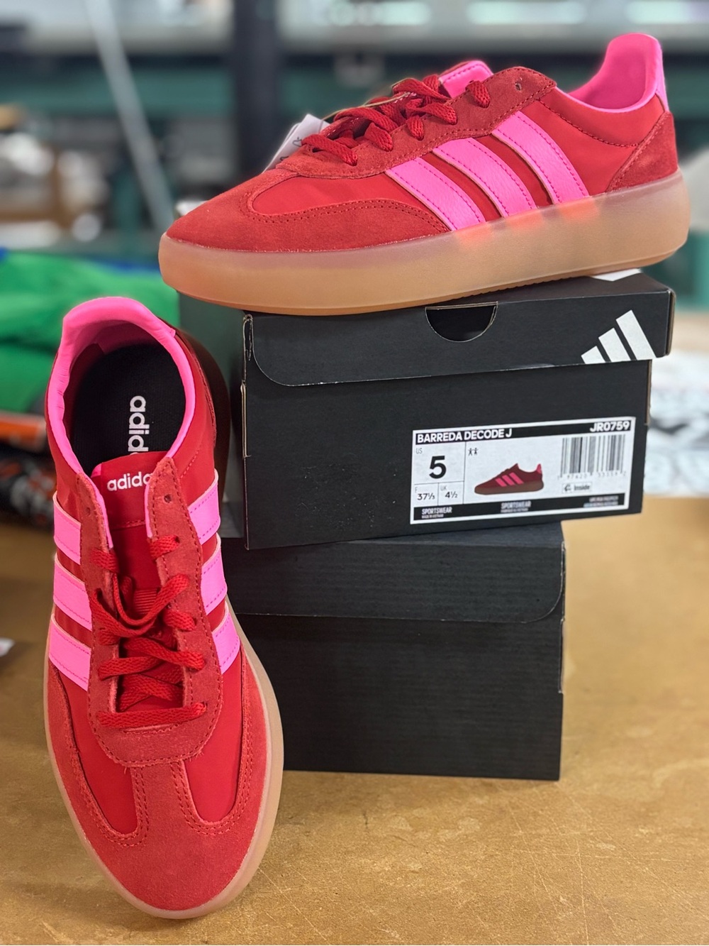 adidas Red & Pink Suede Retro Runner Sneakers